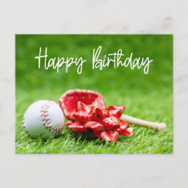 Baseball Birthday ord om grönt för spelarkort Vykort