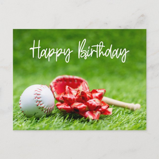Baseball Birthday ord om grönt för spelarkort Vykort (Framsida)