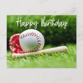 Baseball Birthday ord om grönt för spelarkort Vykort