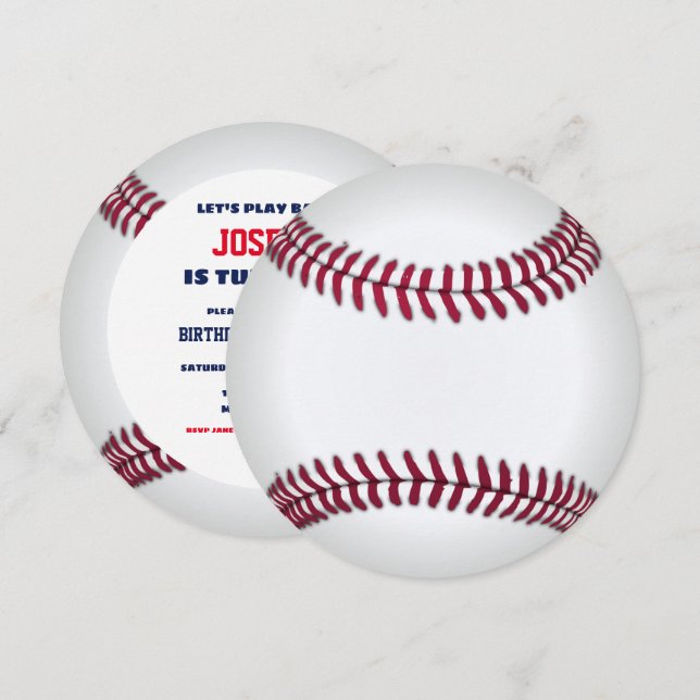 Baseball Birthday Round Inbjudningar (Fram/baksida)