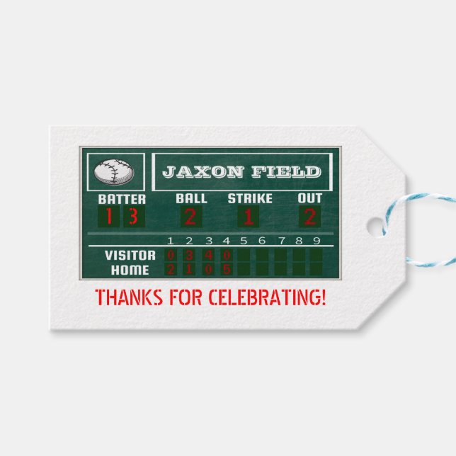 Baseball Birthday|Scoreboard|PARTY Presentetikett (Framsidan (Horisontell))