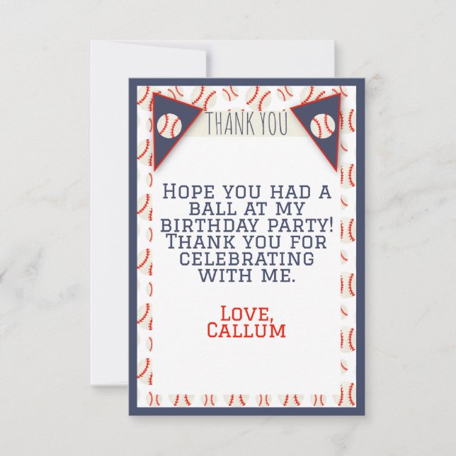 Baseball Birthday - tack, kort (Framsida)