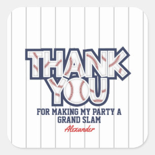 Baseball Birthday Tack Sticker Fyrkantigt Klistermärke