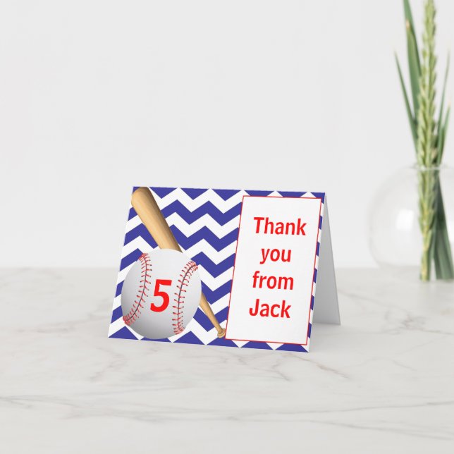 Baseball Birthday Tackkort Card (Framsida)