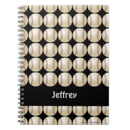 Baseball Black Personlig Namn Spiral Anteckningsbok Med Spiral
