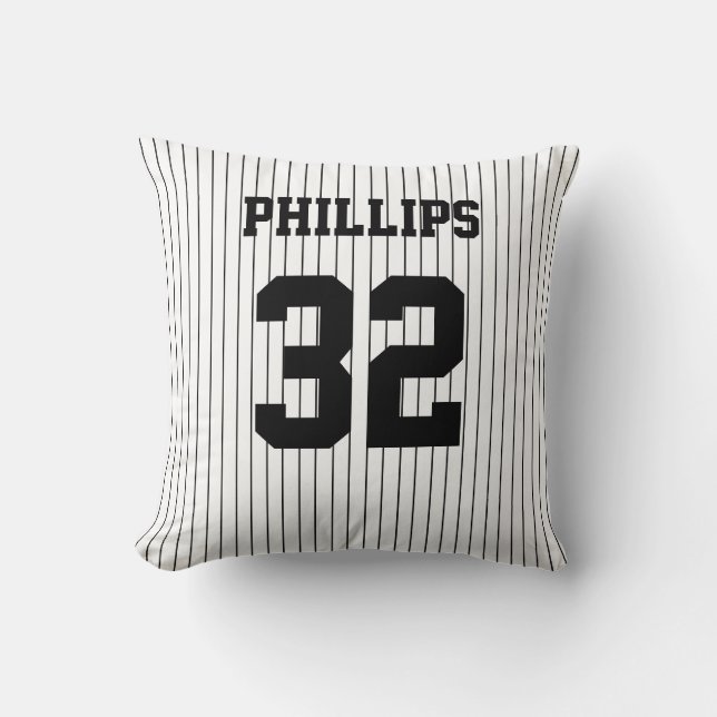 Baseball Black Streck och White Jersey Kudde (Framsida)
