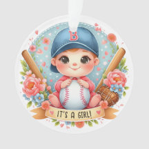Baseball Bliss Flicka-meddelande Blommigt Baby