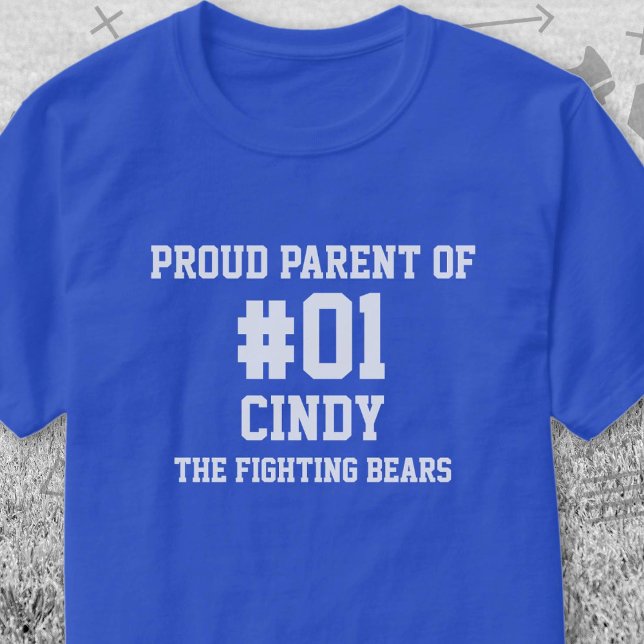 Baseball Blue White Team T Shirt (Blue and White Baseball Proud Parent of T-Shirt. Celebrate your high school or college athlete.)