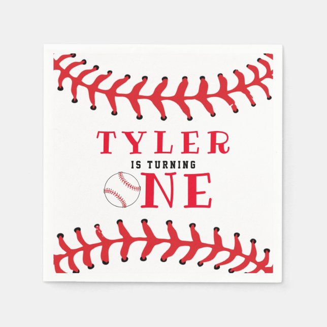 Baseball Boll 1:a födelsedag Sports Boy Birthday Pappersservett (Framsidan)