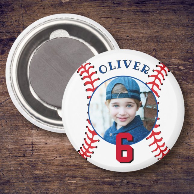 Baseball Boll Barns födelsedag Photo Magnet (Skapare uppladdad)