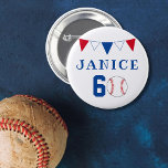 Baseball Boll Bunting Flaggor 60:e födelsedag Knapp<br><div class="desc">Baseball Boll Bunting Flaggor 60:e födelsedagsknappen. Utformningen har baseboll och buntar flaggor i rött,  vitt och blått färg. Lägg till ditt namn.</div>