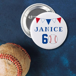 Baseball Boll Bunting Flaggor 60:e födelsedag Knapp