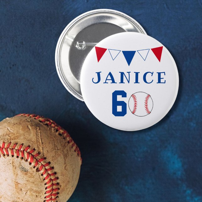 Baseball Boll Bunting Flaggor 60:e födelsedag Knapp (Skapare uppladdad)