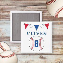 Baseball Boll Bunting Flaggor Barns födelsedag Magnet