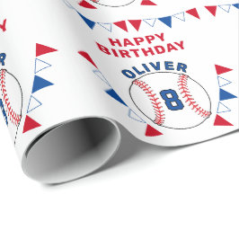 Baseball Boll Bunting Flaggor Barns födelsedag Presentpapper
