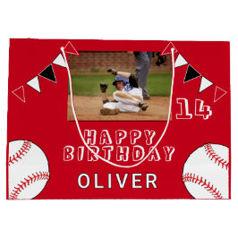 Baseball Boll Bunting Flaggor Red Photo Birthday