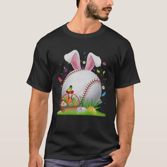 Baseball Boll Egg Bunny Öron Glad påsk Day Manar T Shirt (Framsida)