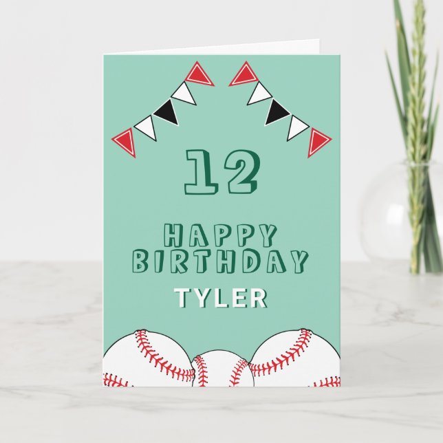 Baseball Boll Flaggor Sports Barns födelsedag Kort (Framsida)
