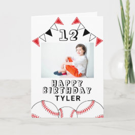 Baseball Boll Flaggor Sports Kids Photo Birthday C Kort