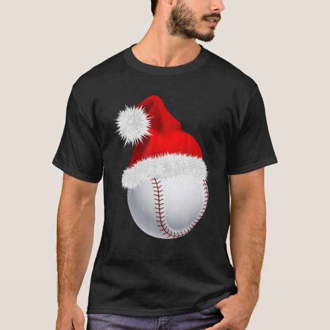 Baseball Boll jultomten Hat Funny Sport Julafton T Shirt (Framsida)