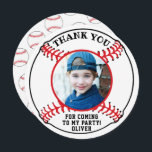 Baseball Boll Kids Photo Birthday Tack Kort<br><div class="desc">Baseball Boll Kids-foto på födelsedagen Tack för ditt kort. Baseball boll födelsedag tack för att du har runda kort med ett anpassningsbar foto. Lägg till foton och text.</div>