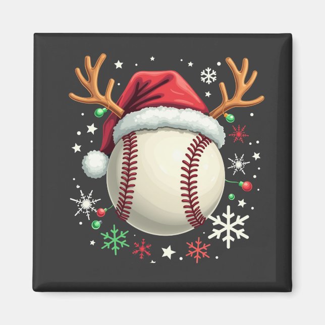 Baseball Boll med renhorn och jul Magnet (Framsidan)