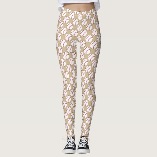 Baseball Boll Mönster Leggings (Framsida)