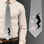 Baseball Boll Player Black Silhouette Grått Slips<br><div class="desc">Baseball Boll Player Black Silhouette Grått Neck Tie</div>