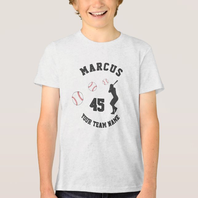 Baseball Boll Player Silhouette Namn Team nummer T Shirt (Framsida)