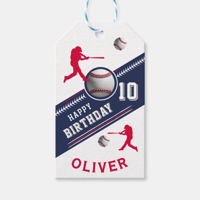 Baseball Boll Player ThLED Födelsedagsfest Presentetikett (Framsidan)