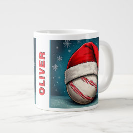 Baseball Boll Red Santa Hat Namn jul Jumbo Mugg