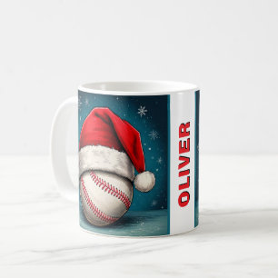 Baseball Boll Red Santa Hat Namn jul Kaffemugg