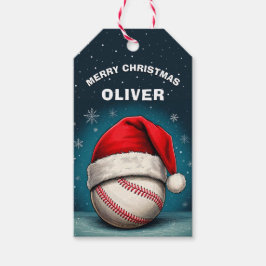 Baseball Boll Red Santa Hat Namn jul Presentetikett