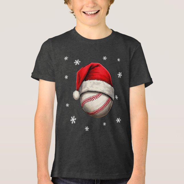 Baseball Boll Red Santa Hat Namn T Shirt (Framsida)