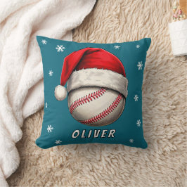 Baseball Boll Red Santa Hat Snöflingor Namn Kudde