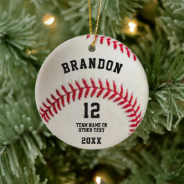 Baseball Boll Red Stitching Photo Personlig Julgransprydnad Keramik