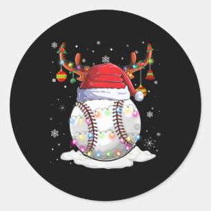 Baseball Boll Santa Hat Reindeer jul Ljus Runt Klistermärke