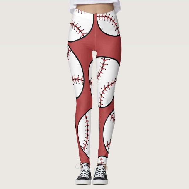 Baseball boll Seam Mönster Leggings (Framsida)