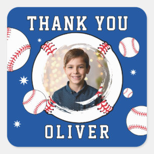 Baseball Boll Thated Birthday Photo Tack Fyrkantigt Klistermärke