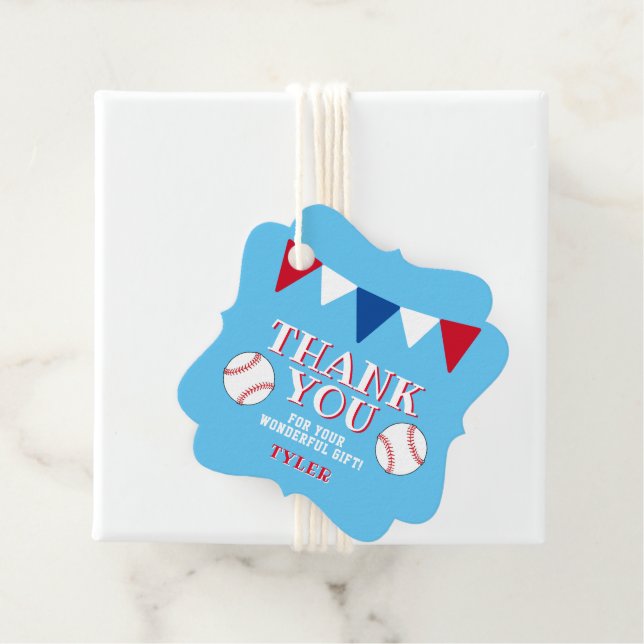 Baseball Bollar Blue Birthday Tack Gåvor Etiketter (På plats)