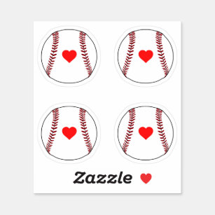 Baseball bollar med rödhjärtsäck klistermärken