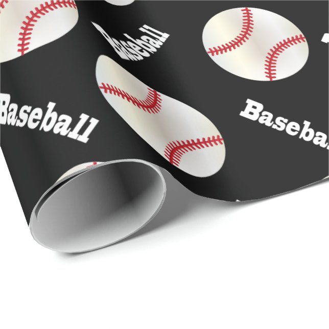 Baseball Bollar med svart bakgrund Presentpapper (Rullad Hörn)