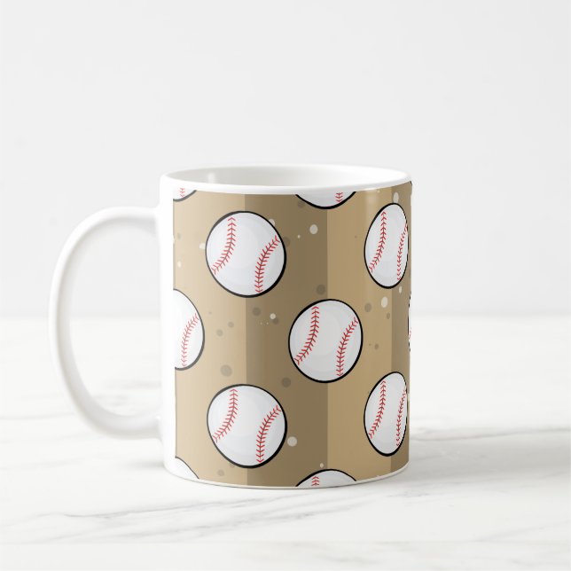 Baseball Bollar - sömlöst Mönster på Brown Fält B Kaffemugg (Vänster)