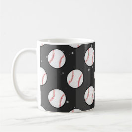 Baseball Bollar - Sömlöst Mönster vid Mörk Fält Kaffemugg