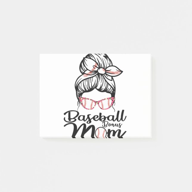 Baseball Bonus Mamma Funny Softball Mamma Shirt Mo Post-it Block (Framsida)