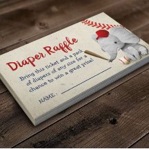 Baseball Boy Elephant Baby Shower Raffle