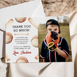 Baseball Boy Födelsedagsfest Photo Tack Kort