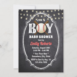 Baseball Boy Shower Rustic Chalkboard Inbjudningar