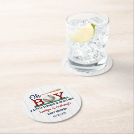 Baseball Boys Baby Shower Underlägg Papper Rund
