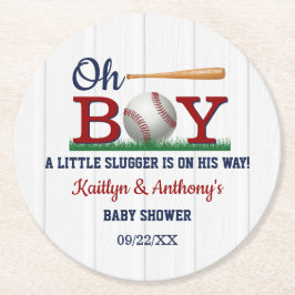 Baseball Boys Baby Shower Underlägg Papper Rund